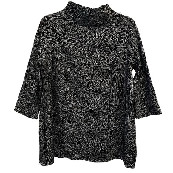 Clara Sun Woo Mock Neck Sweater Medium Tunic Black Pockets Oversized Stretch - Picture 1 of 11